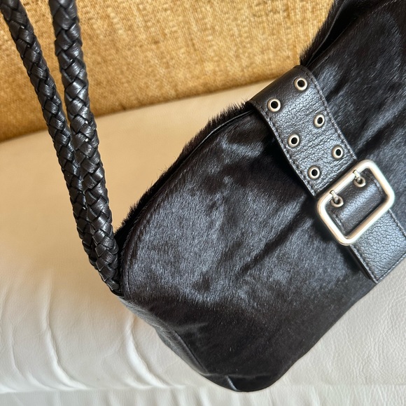 JULIANA Colezione Dark Brown Bag Combination of Calf fur and  genuine Leather. - Picture 1 of 12